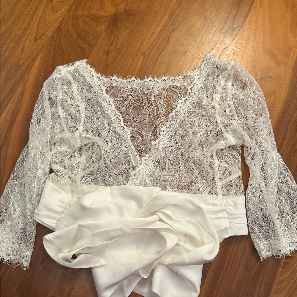 Jenny Yoo White Wraparound Wedding Top
